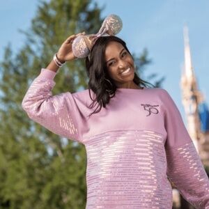 Disney Parks Pink Sequined 50th Anniversary Spirit Jersey Size M